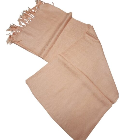 Peach colored Scarf long rectangular with tassels - Picture 1 of 5